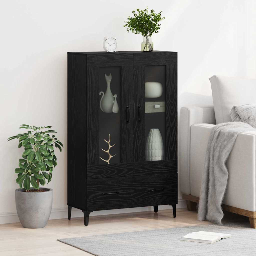 vidaXL Highboard Black Oak 70 x 31 x 115 cm Engineered Wood and Iron 4