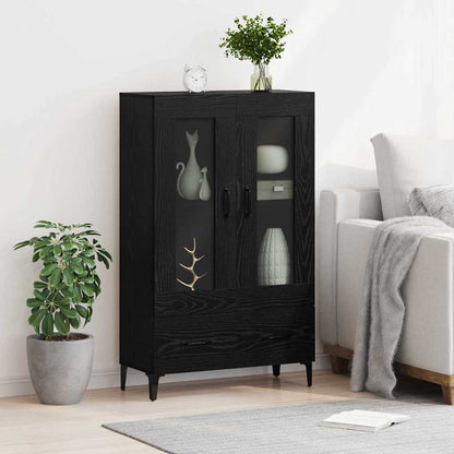 vidaXL Highboard Black Oak 70 x 31 x 115 cm Engineered Wood and Iron 4