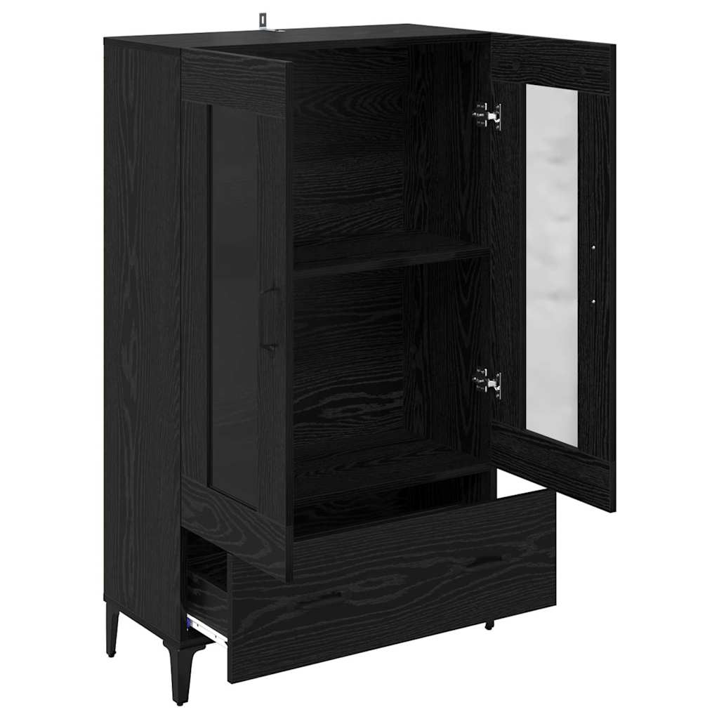 vidaXL Highboard Black Oak 70 x 31 x 115 cm Engineered Wood and Iron 5