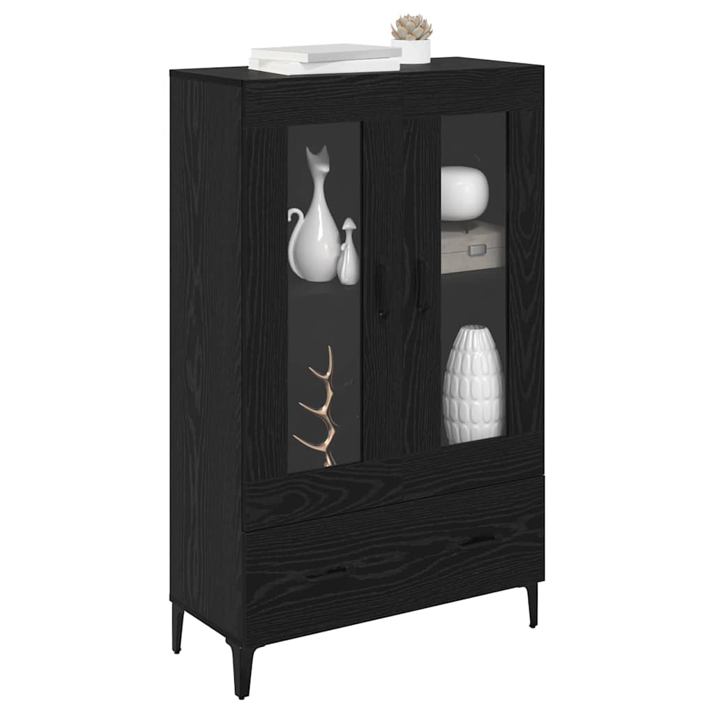vidaXL Highboard Black Oak 70 x 31 x 115 cm Engineered Wood and Iron 3