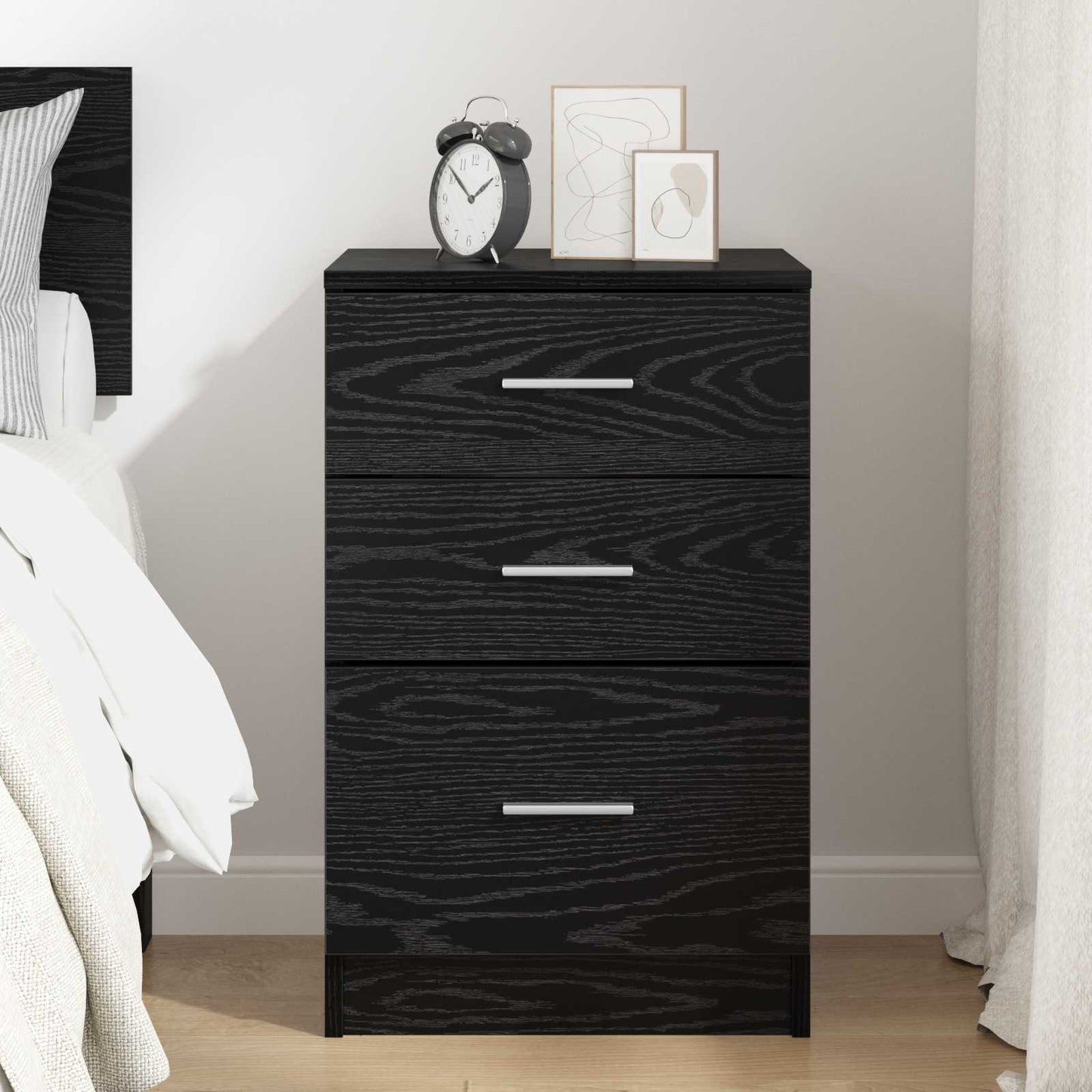 vidaXL Bedside Cabinet Black Oak 40 x 40 x 63 cm Engineered Wood 4