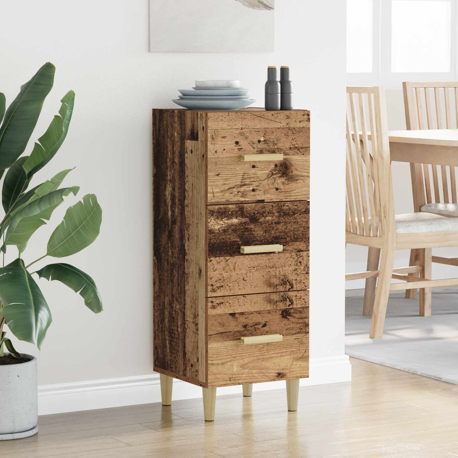 vidaXL Sideboard Old wood 34.5 x 34 x 90 cm Engineered Wood 4