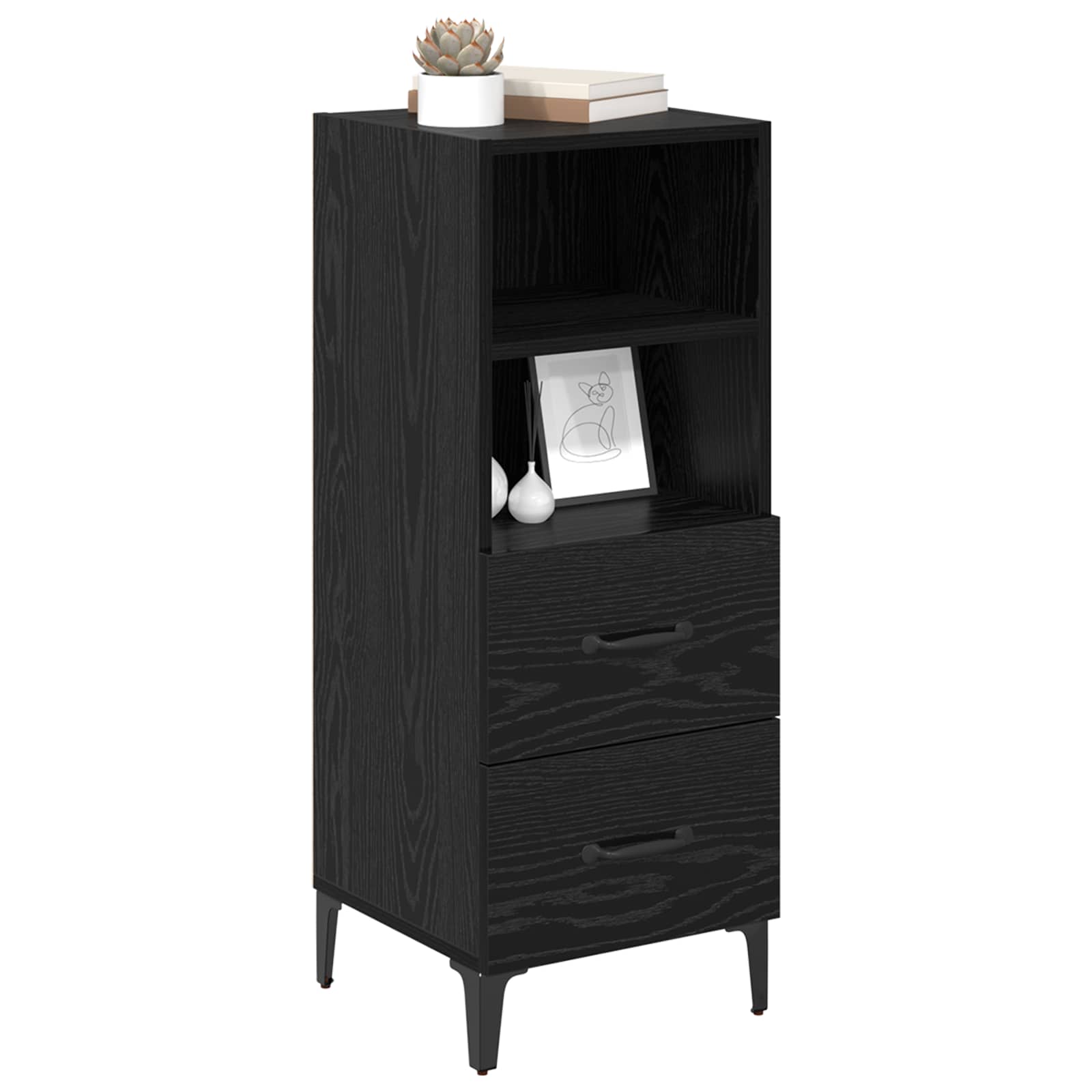 vidaXL Sideboard Black oak 34 x 34.5 x 90 cm Engineered Wood 3