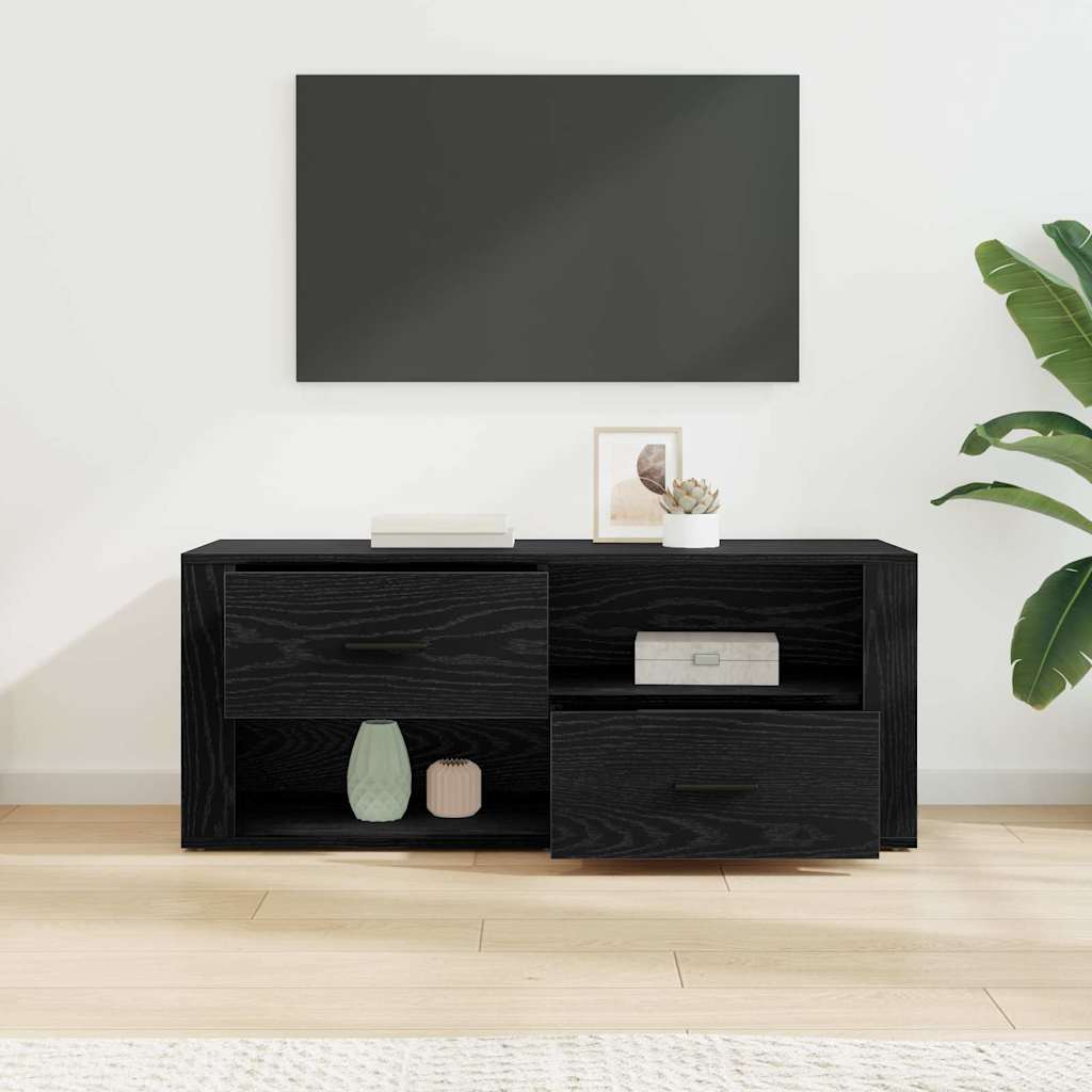 vidaXL TV Cabinet 100 x 35 x 40 cm Black Oak Engineered Wood 4