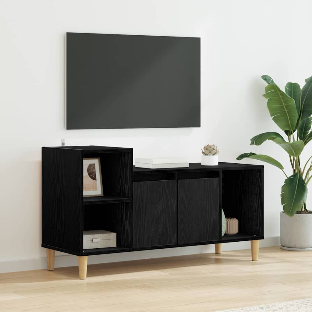 vidaXL TV Cabinet 100 x 35 x 55 cm Black Oak Engineered Wood 1