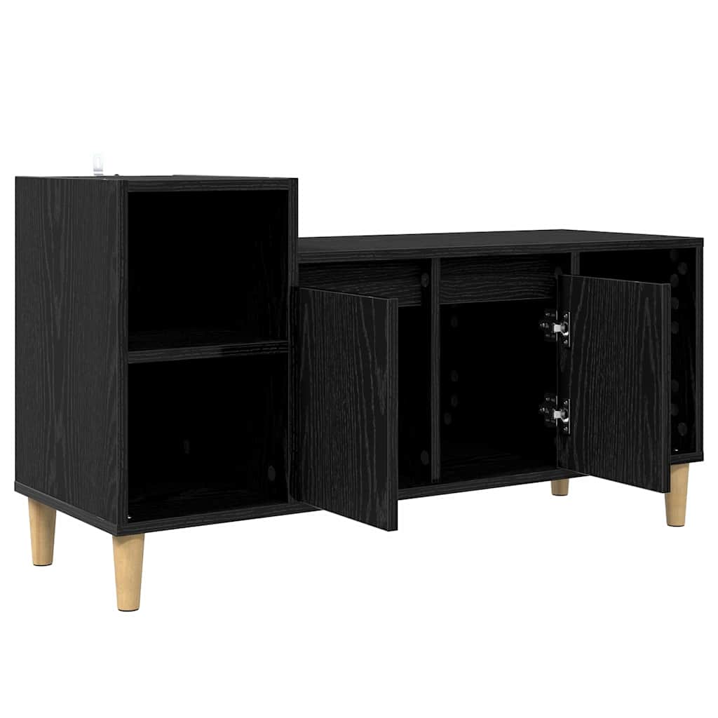 vidaXL TV Cabinet 100 x 35 x 55 cm Black Oak Engineered Wood 5
