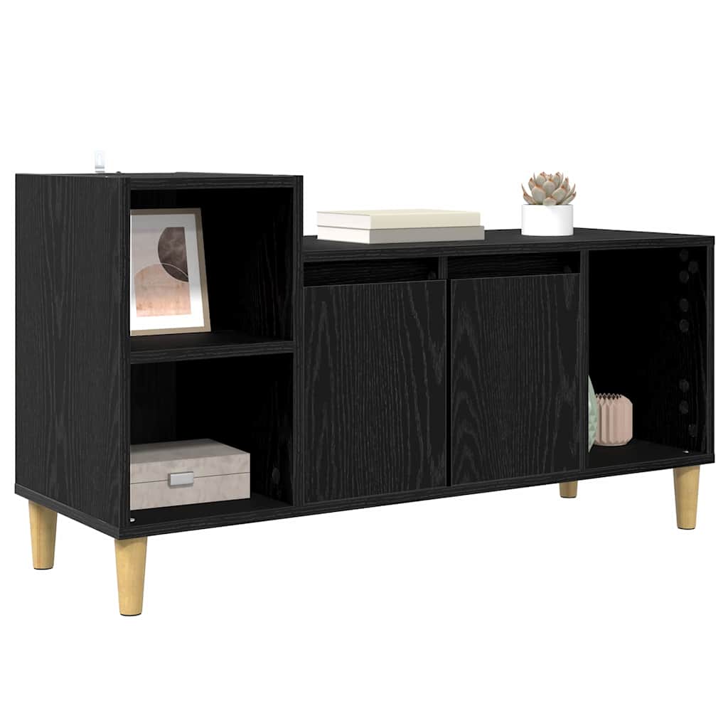 vidaXL TV Cabinet 100 x 35 x 55 cm Black Oak Engineered Wood 3