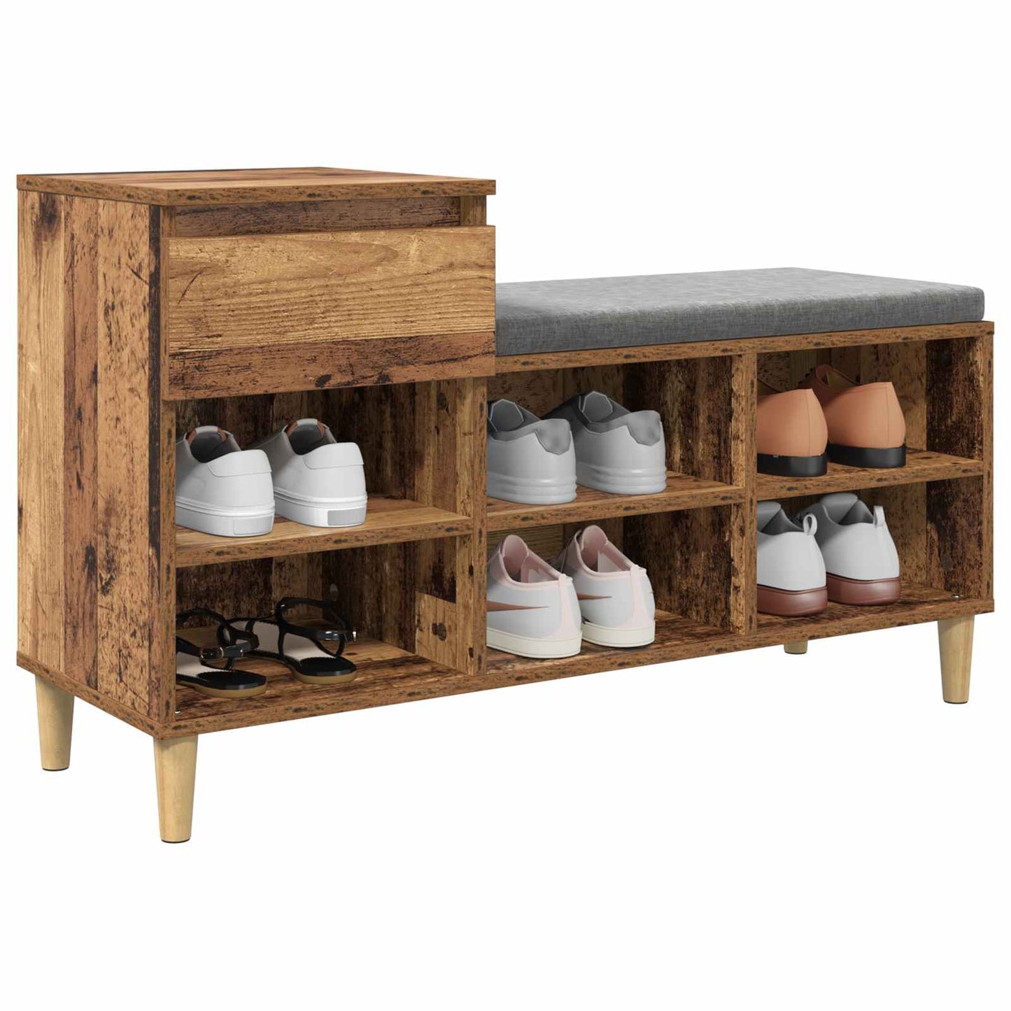vidaXL Shoe Cabinet 102 x 36 x 60 cm Engineered Wood Old Wood 3