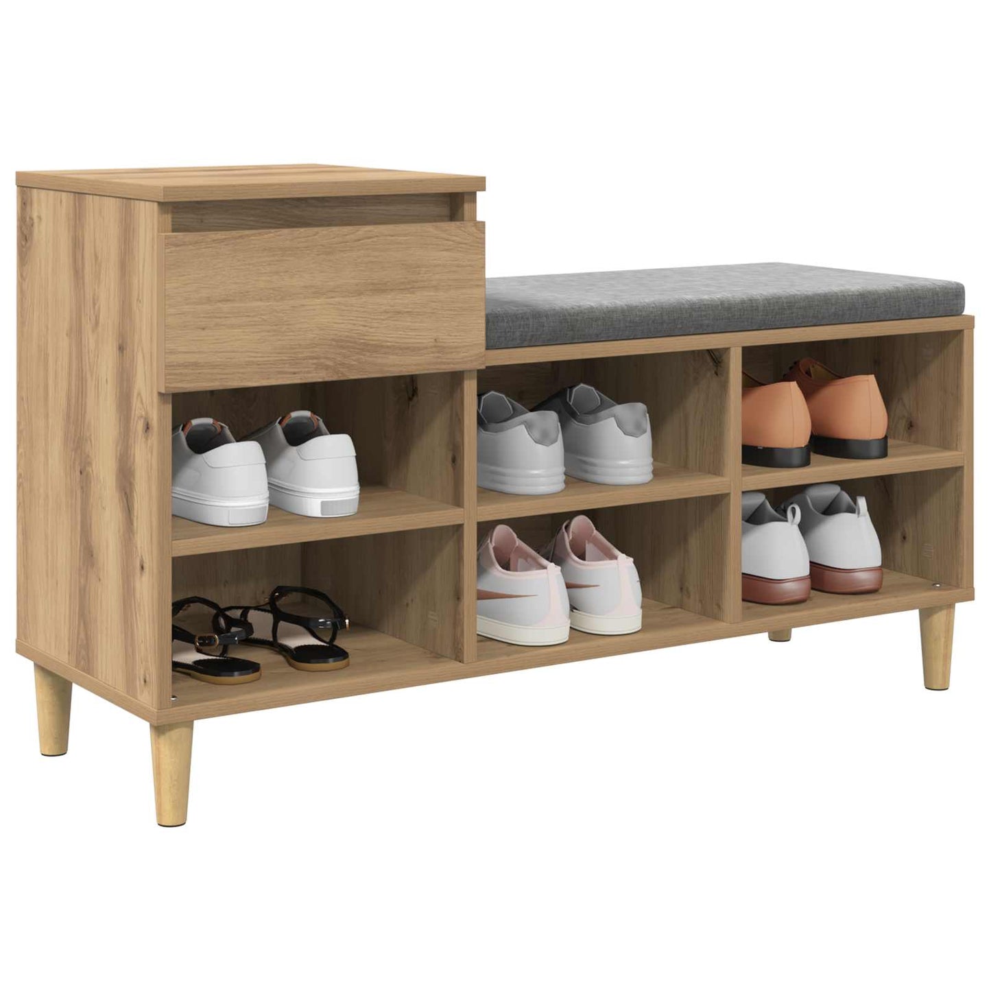 vidaXL Shoe Cabinet 102 x 36 x 60 cm Engineered Wood Artisan Oak 3