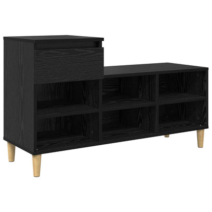 vidaXL Shoe Cabinet 102 x 36 x 60 cm Engineered Wood Black Oak 2