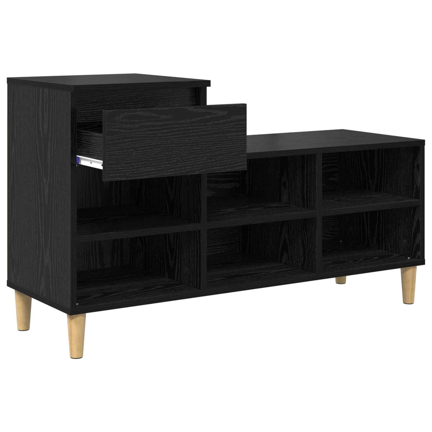 vidaXL Shoe Cabinet 102 x 36 x 60 cm Engineered Wood Black Oak 5