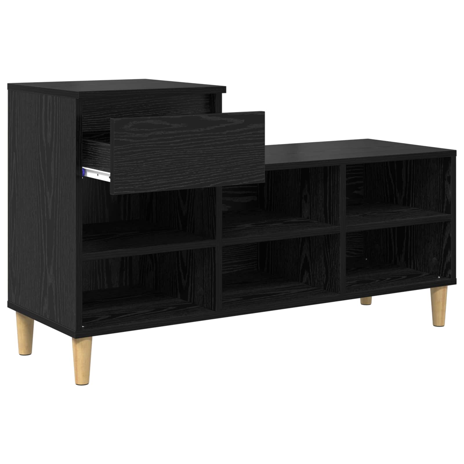 vidaXL Shoe Cabinet 102 x 36 x 60 cm Engineered Wood Black Oak 5