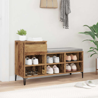 vidaXL Shoe Cabinet 102 x 36 x 60 cm Engineered Wood Old Wood 4