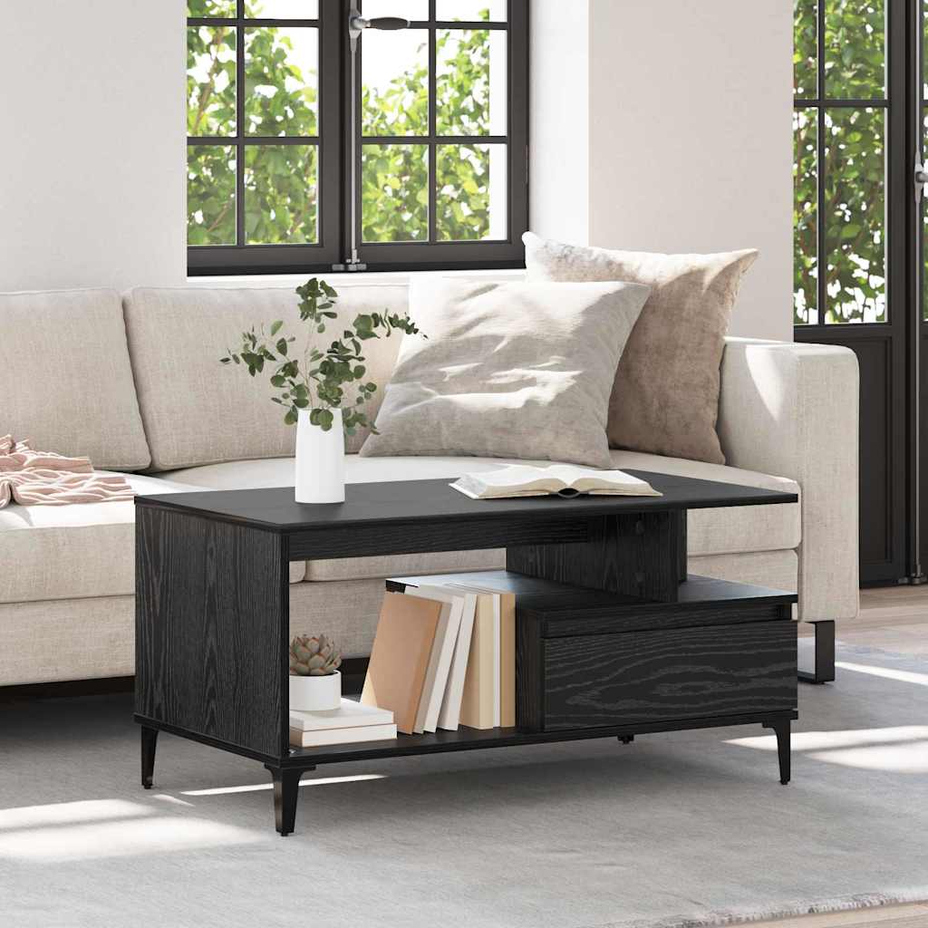 vidaXL Coffee Table Black Oak 90 x 49 x 45 cm Engineered Wood 1
