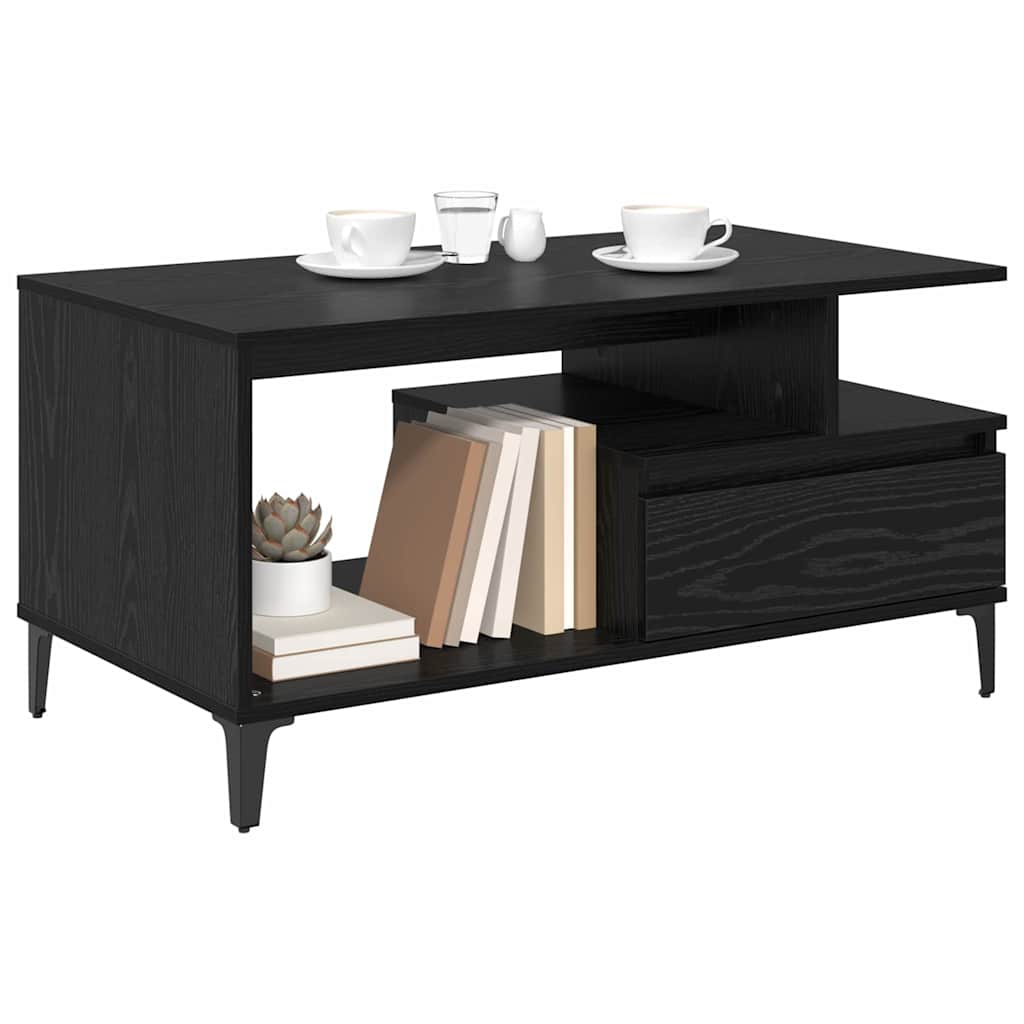 vidaXL Coffee Table Black Oak 90 x 49 x 45 cm Engineered Wood 3