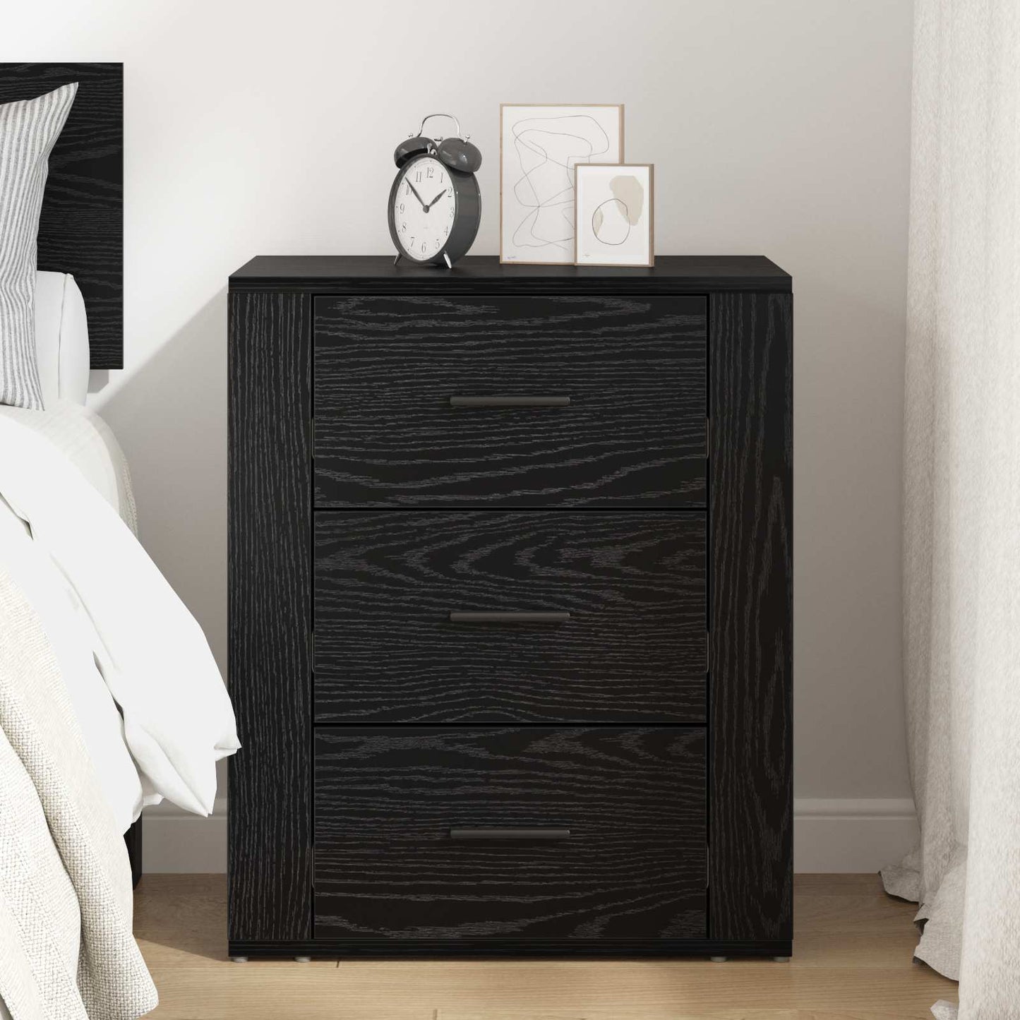 vidaXL Bedside Cabinet Black Oak 35 x 50 x 60 cm Engineered Wood 4
