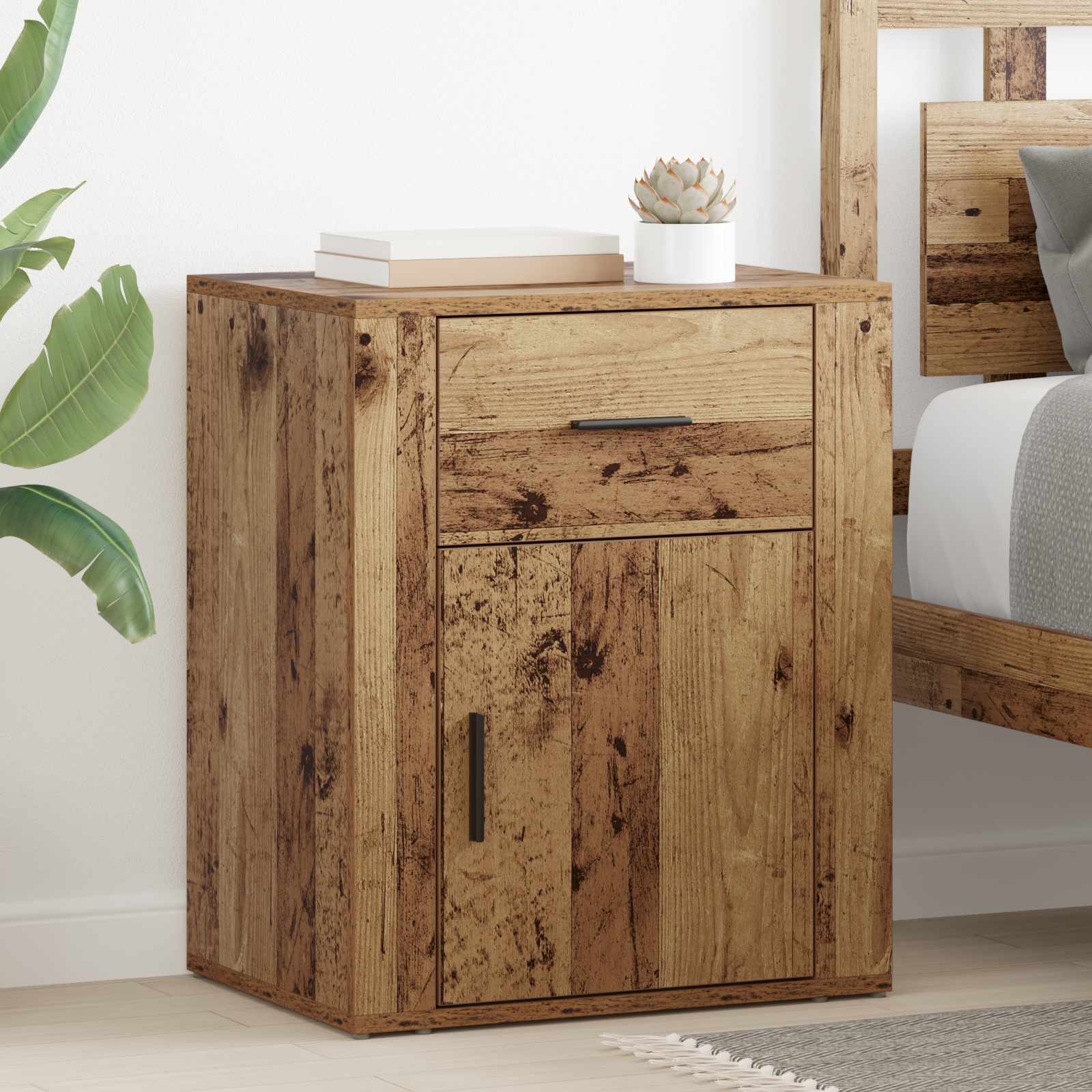 vidaXL Bedside Cabinet Old Wood 35 x 50 x 60 cm Engineered Wood 1