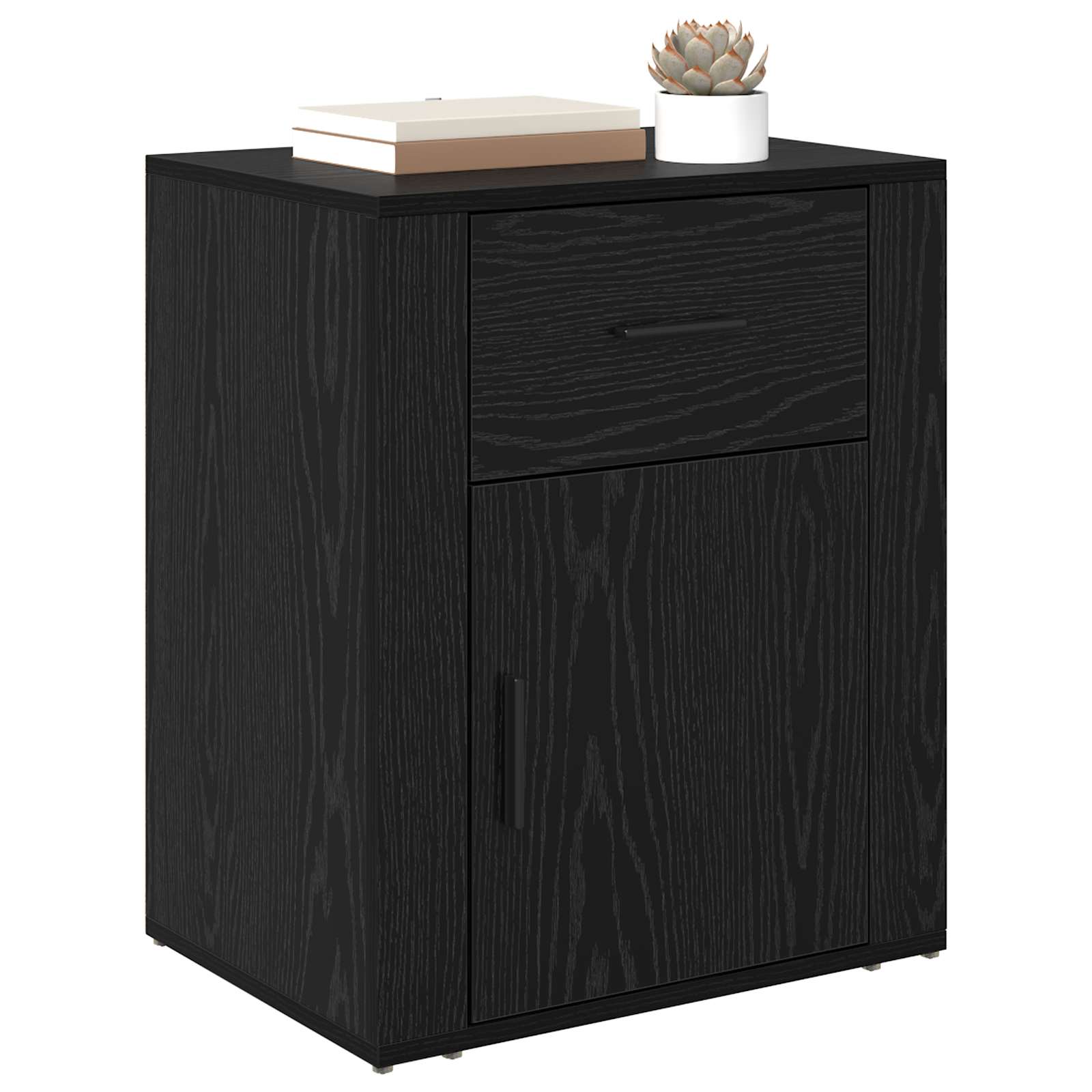 vidaXL Bedside Cabinet Black Oak 35 x 50 x 60 cm Engineered Wood 3