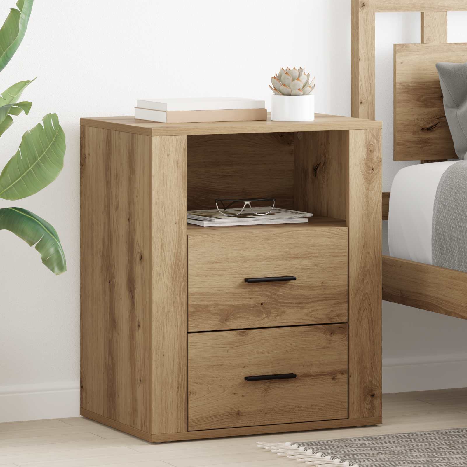 vidaXL Bedside Cabinet Artisan Oak 35 x 50 x 60 cm Engineered Wood 1