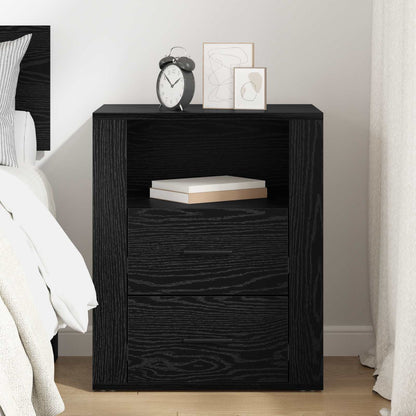 vidaXL Bedside Cabinet Black Oak 35 x 50 x 60 cm Engineered Wood 4