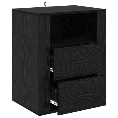 vidaXL Bedside Cabinet Black Oak 35 x 50 x 60 cm Engineered Wood 5