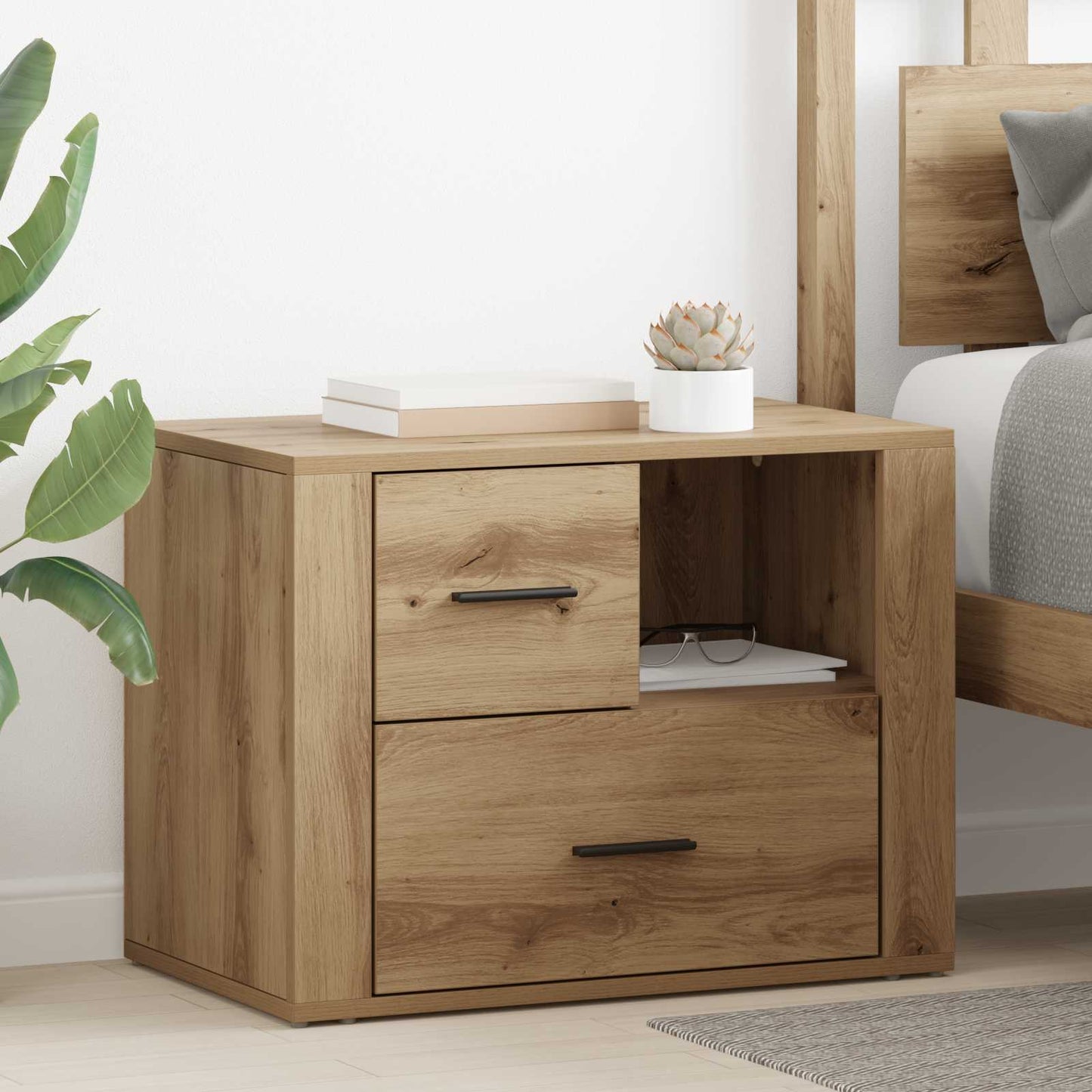 vidaXL Bedside Cabinet Artisan Oak 35 x 60 x 50 cm Engineered Wood 1