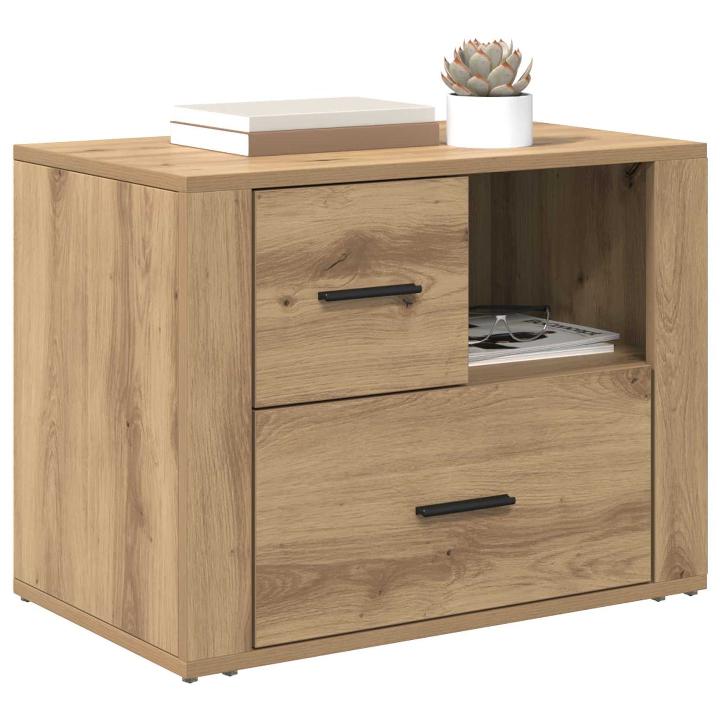 vidaXL Bedside Cabinet Artisan Oak 35 x 60 x 50 cm Engineered Wood 3