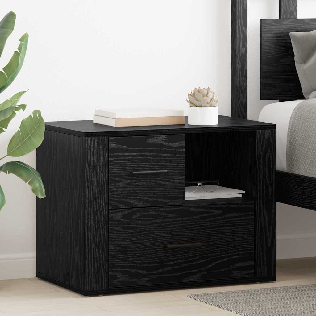 vidaXL Bedside Cabinet Black Oak 35 x 60 x 50 cm Engineered Wood 1