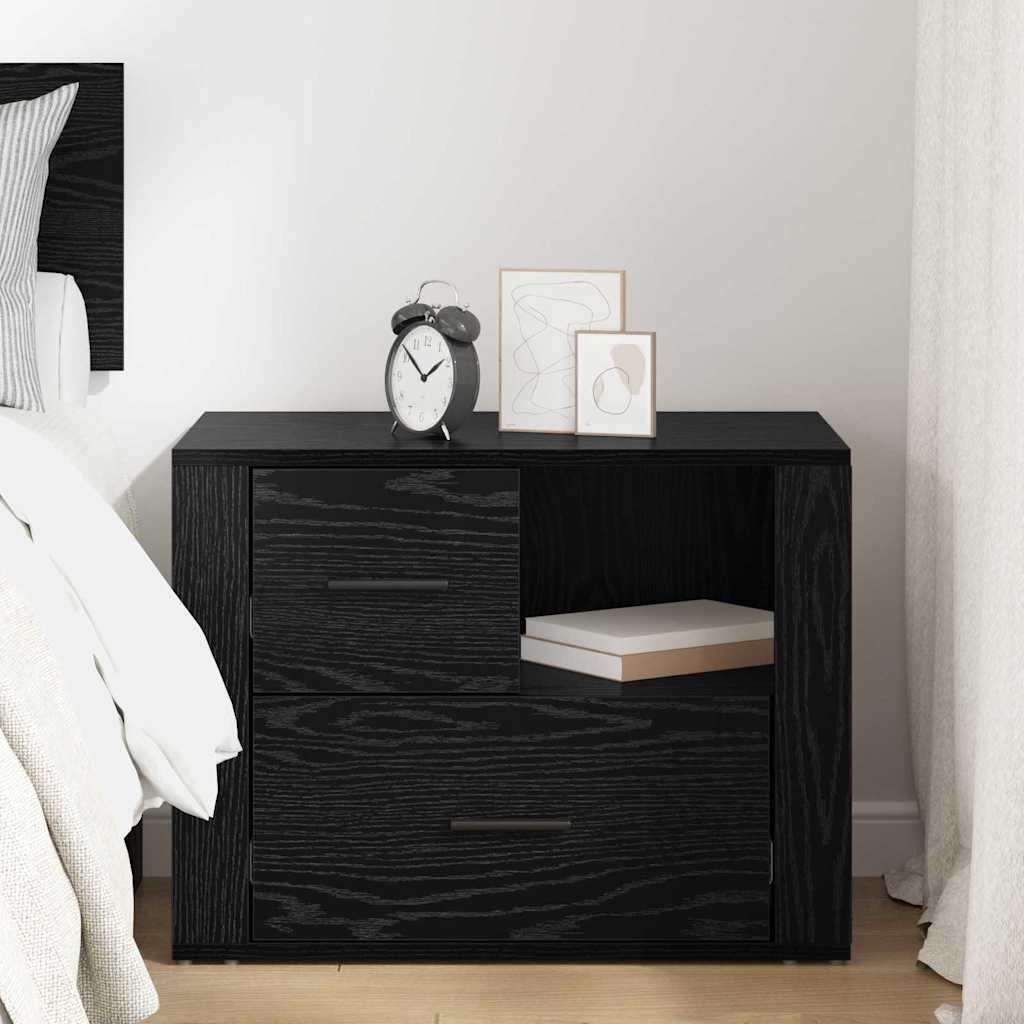 vidaXL Bedside Cabinet Black Oak 35 x 60 x 50 cm Engineered Wood 4