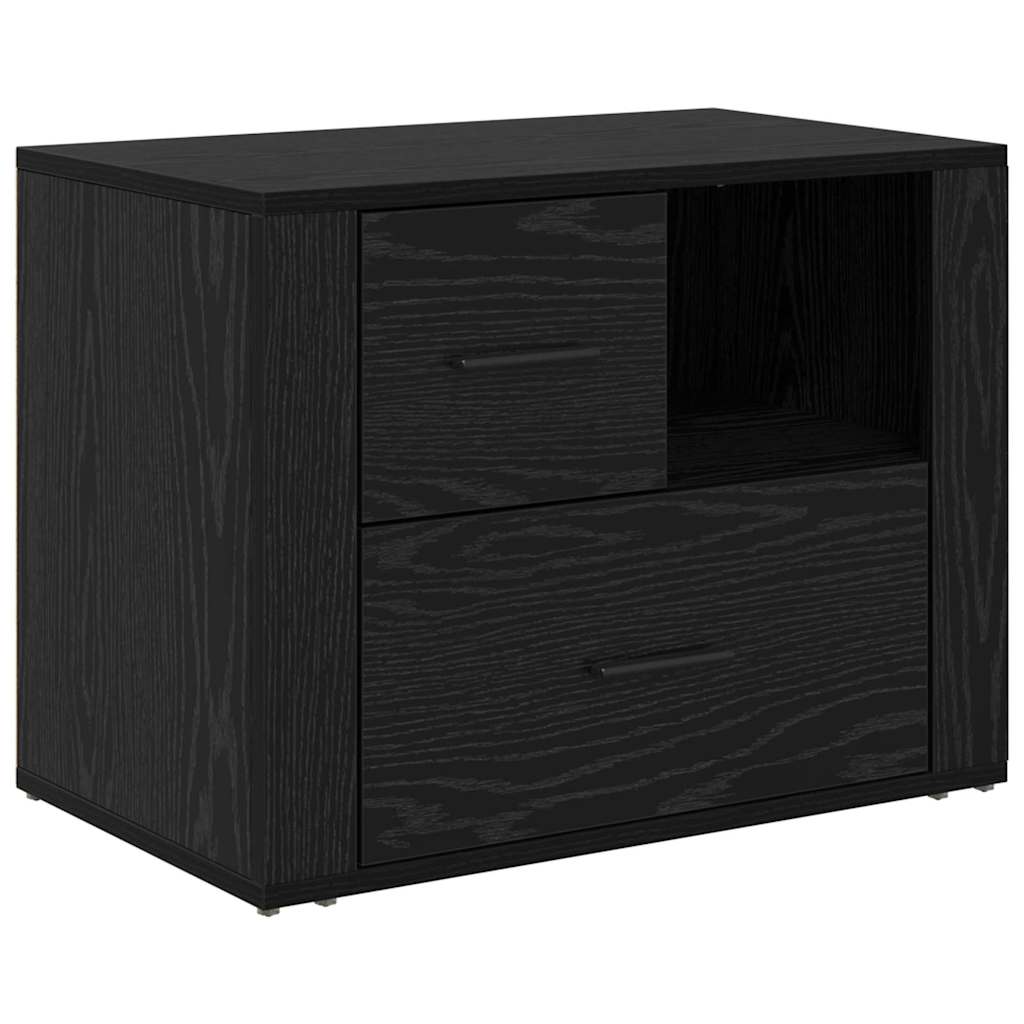 vidaXL Bedside Cabinet Black Oak 35 x 60 x 50 cm Engineered Wood 2