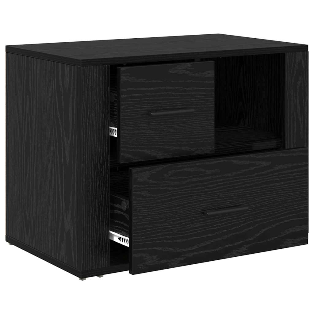 vidaXL Bedside Cabinet Black Oak 35 x 60 x 50 cm Engineered Wood 5