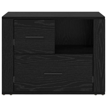 vidaXL Bedside Cabinet Black Oak 35 x 60 x 50 cm Engineered Wood 6