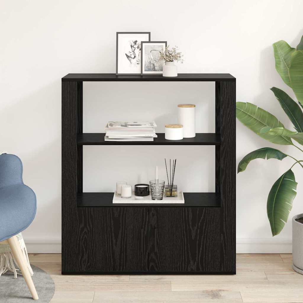 vidaXL Sideboard Black oak 30 x 80 x 90 cm Engineered Wood 4