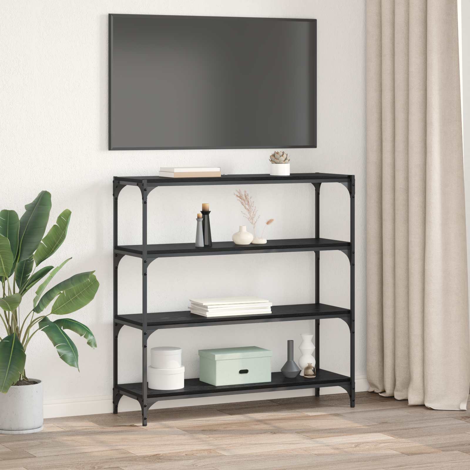 vidaXL Book Cabinet Black Oak 100 x 33 x 100 cm 4
