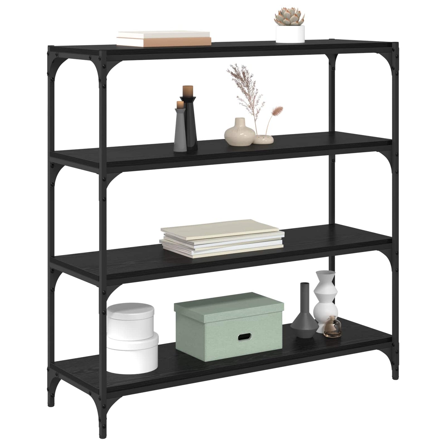 vidaXL Book Cabinet Black Oak 100 x 33 x 100 cm 3