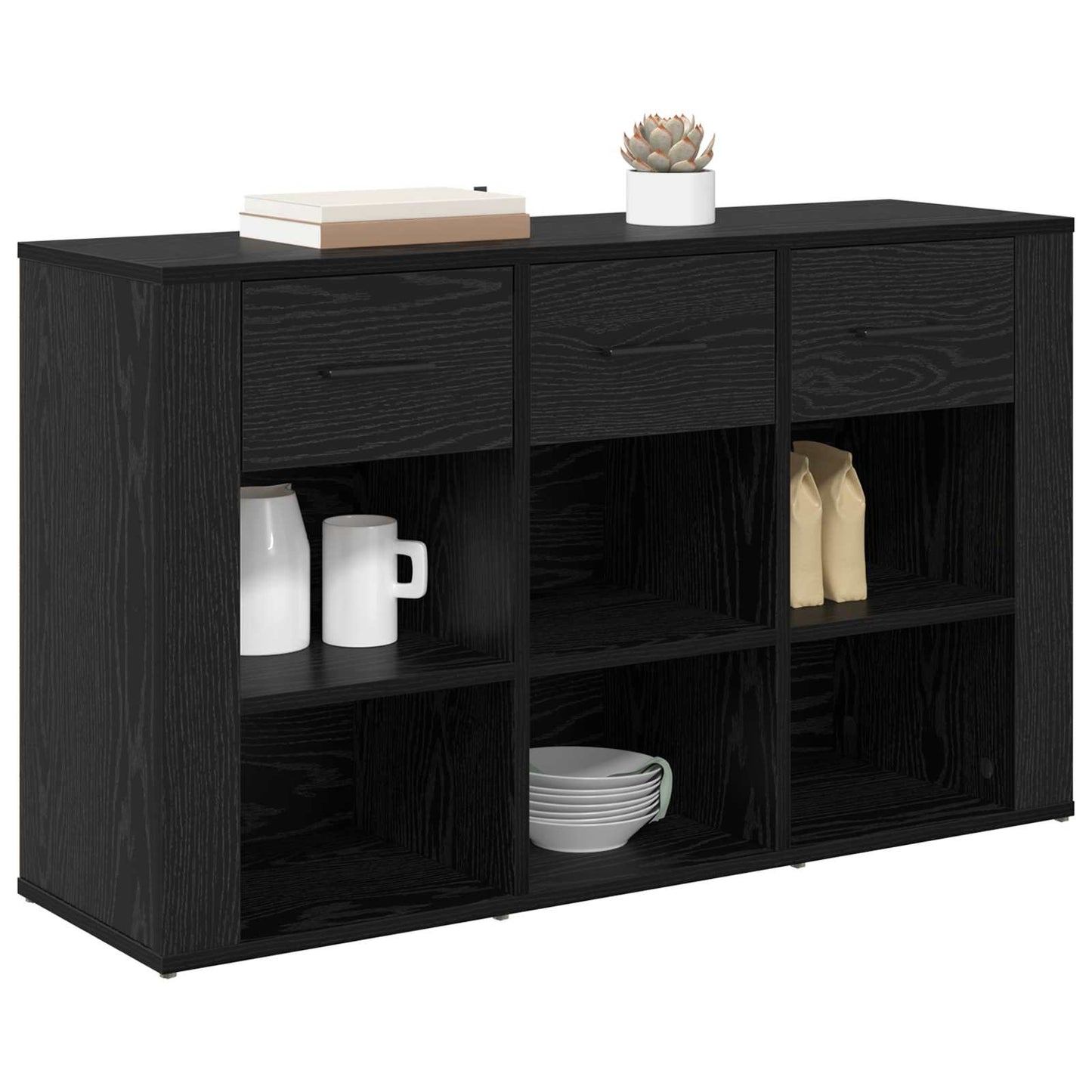 vidaXL Sideboard Black Oak 100 x 30 x 59.5 cm Engineered Wood 3