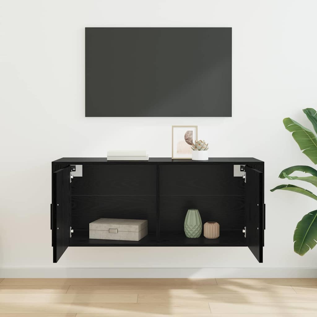 vidaXL Wall Mounted TV Cabinet 100 x 34.5 x 40 cm Black Oak 4