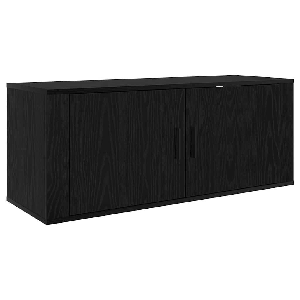 vidaXL Wall Mounted TV Cabinet 100 x 34.5 x 40 cm Black Oak 2