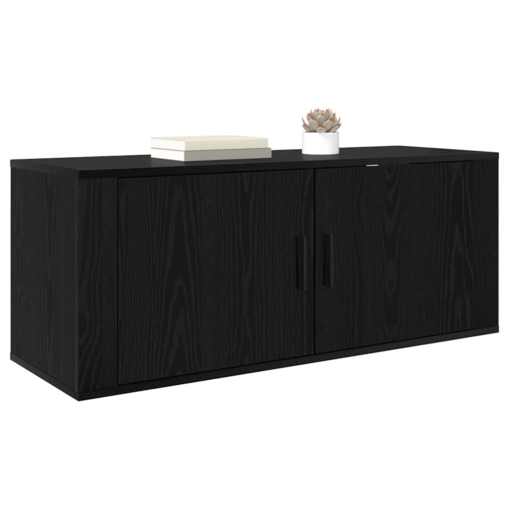 vidaXL Wall Mounted TV Cabinet 100 x 34.5 x 40 cm Black Oak 3