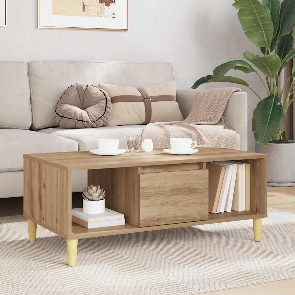vidaXL Coffee Table Artisan Oak 90 x 50 x 26.5 cm Engineered Wood 4