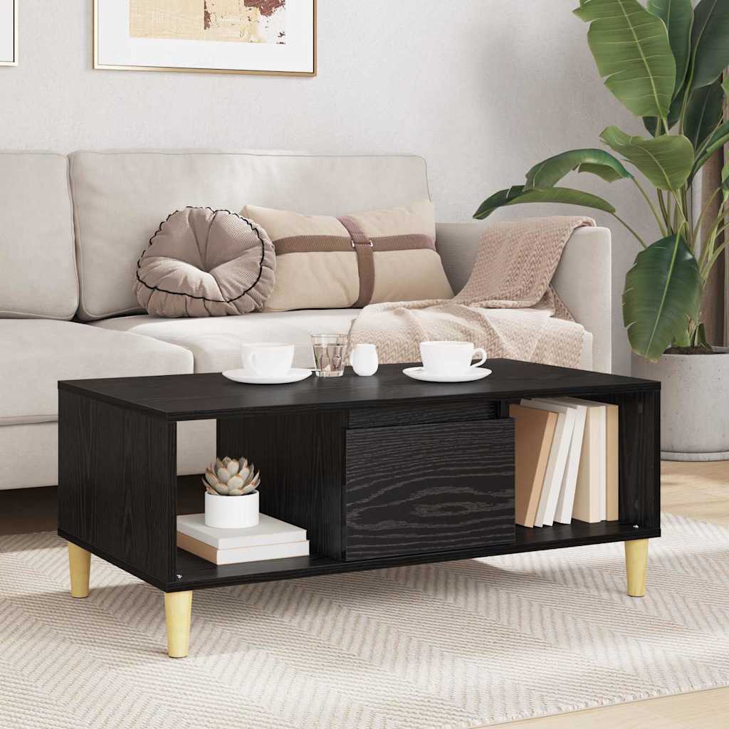 vidaXL Coffee Table Black Oak 90 x 50 x 26.5 cm Engineered Wood 4