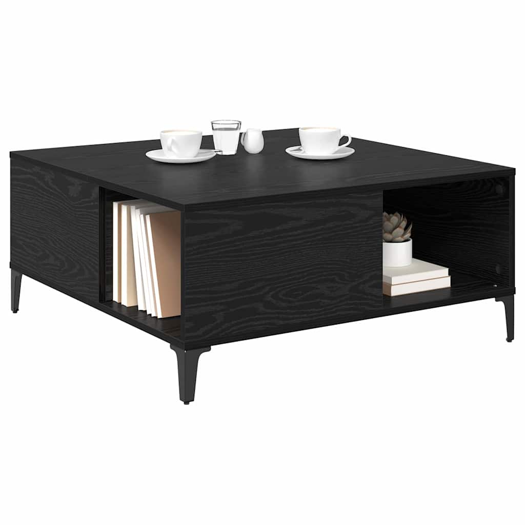 vidaXL Coffee Table Black Oak 80 x 80 x 36.5 cm Engineered Wood 3