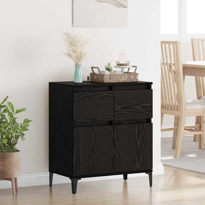 vidaXL Sideboard Black Oak 60 x 35 x 70 cm Engineered Wood and Iron 1