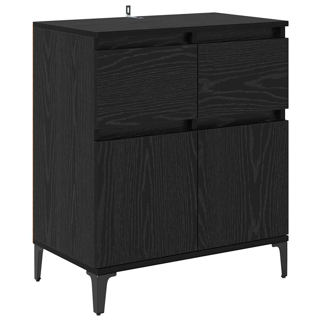 vidaXL Sideboard Black Oak 60 x 35 x 70 cm Engineered Wood and Iron 2