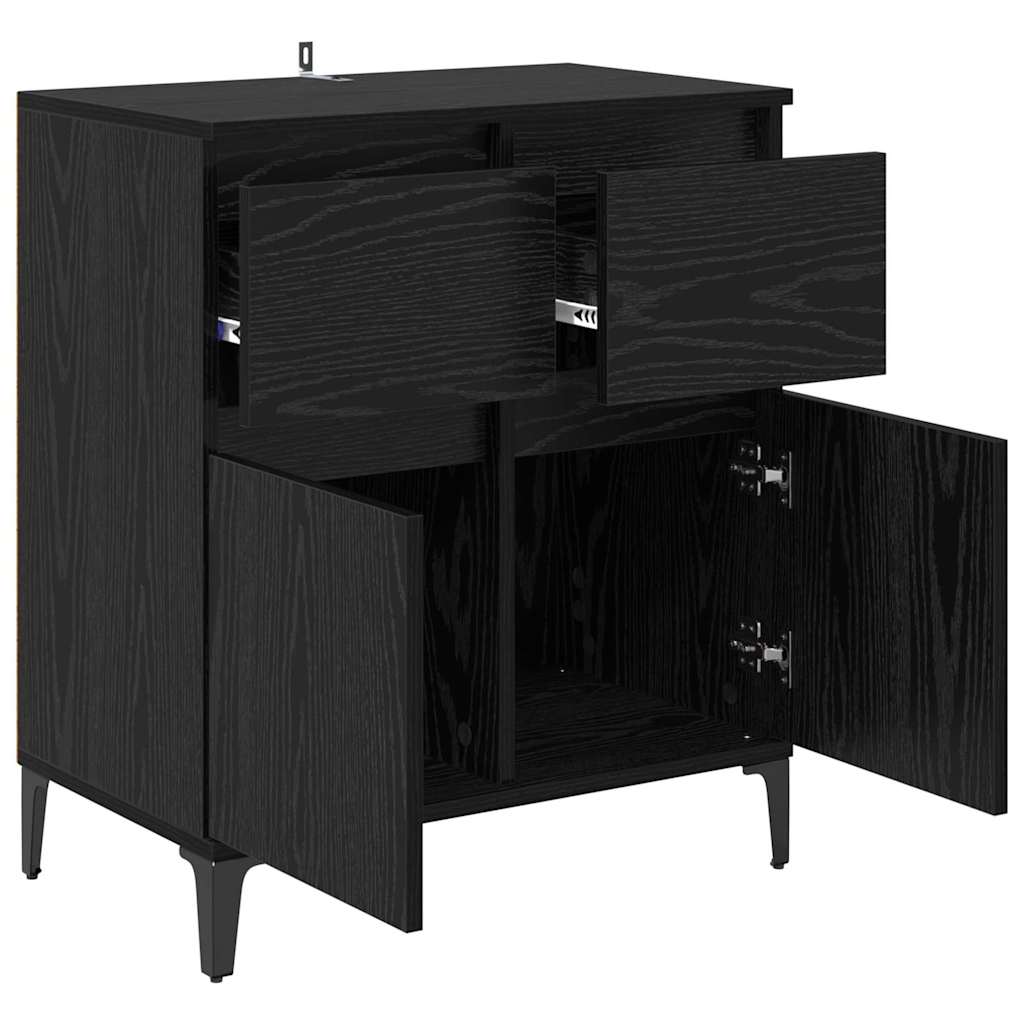 vidaXL Sideboard Black Oak 60 x 35 x 70 cm Engineered Wood and Iron 5
