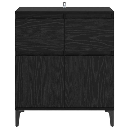 vidaXL Sideboard Black Oak 60 x 35 x 70 cm Engineered Wood and Iron 6