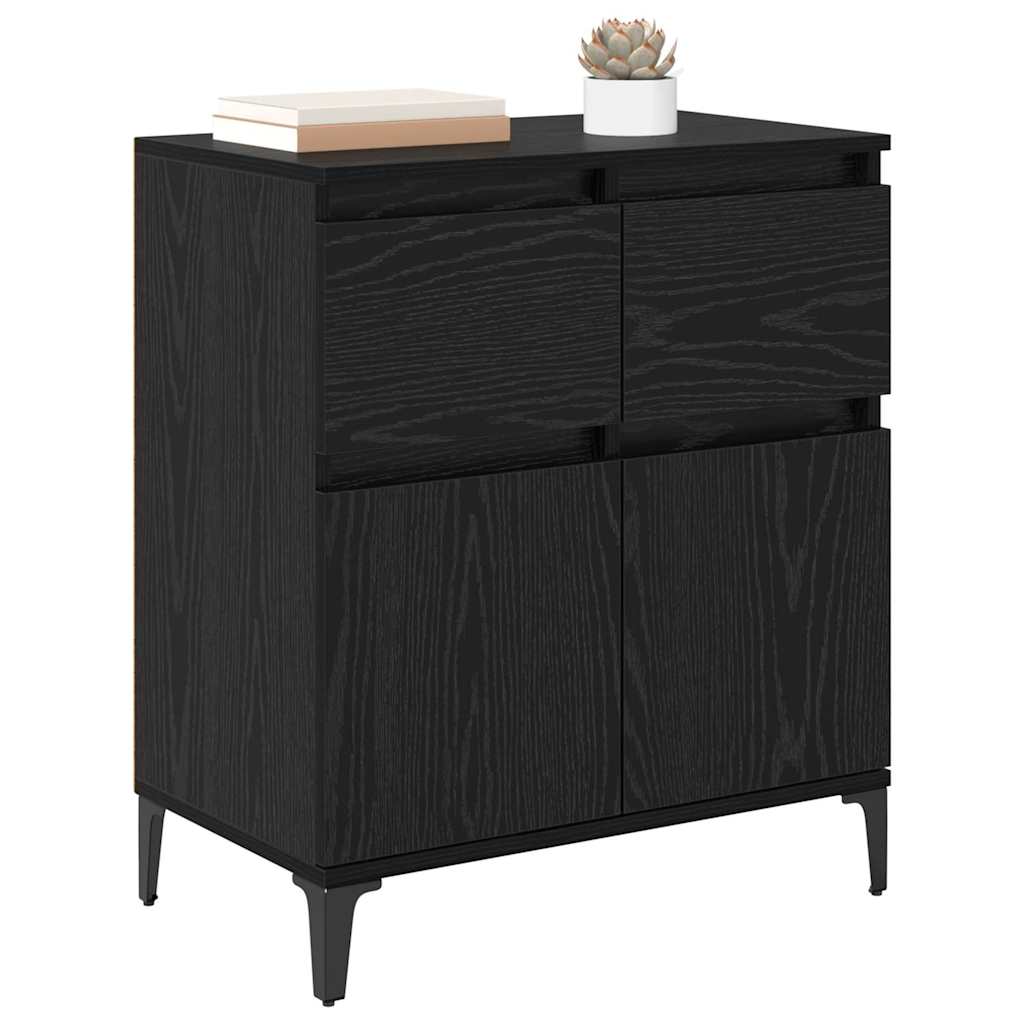 vidaXL Sideboard Black Oak 60 x 35 x 70 cm Engineered Wood and Iron 3
