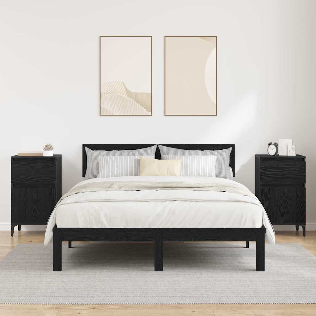 vidaXL Bedside Cabinet 2 pcs Black Oak 40 x 35 x 70 cm Engineered Wood 4