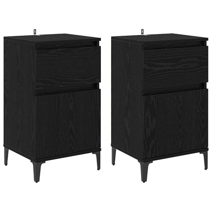 vidaXL Bedside Cabinet 2 pcs Black Oak 40 x 35 x 70 cm Engineered Wood 2