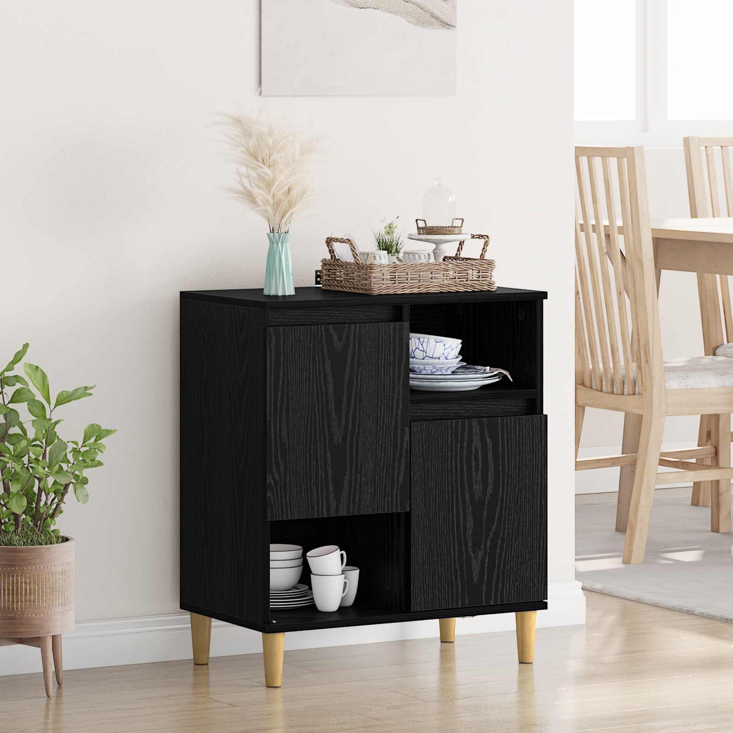 vidaXL Sideboard Black oak 35 x 60 x 70 cm Engineered Wood 1